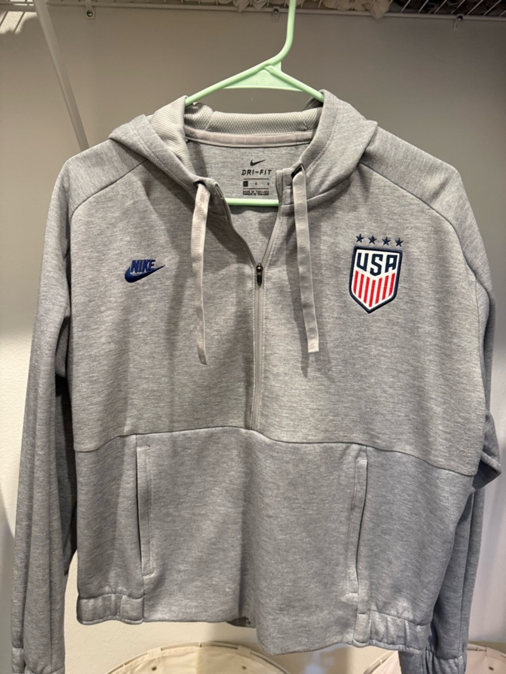 Nike Gray USA Dri-FIT Half-Zip Hoodie